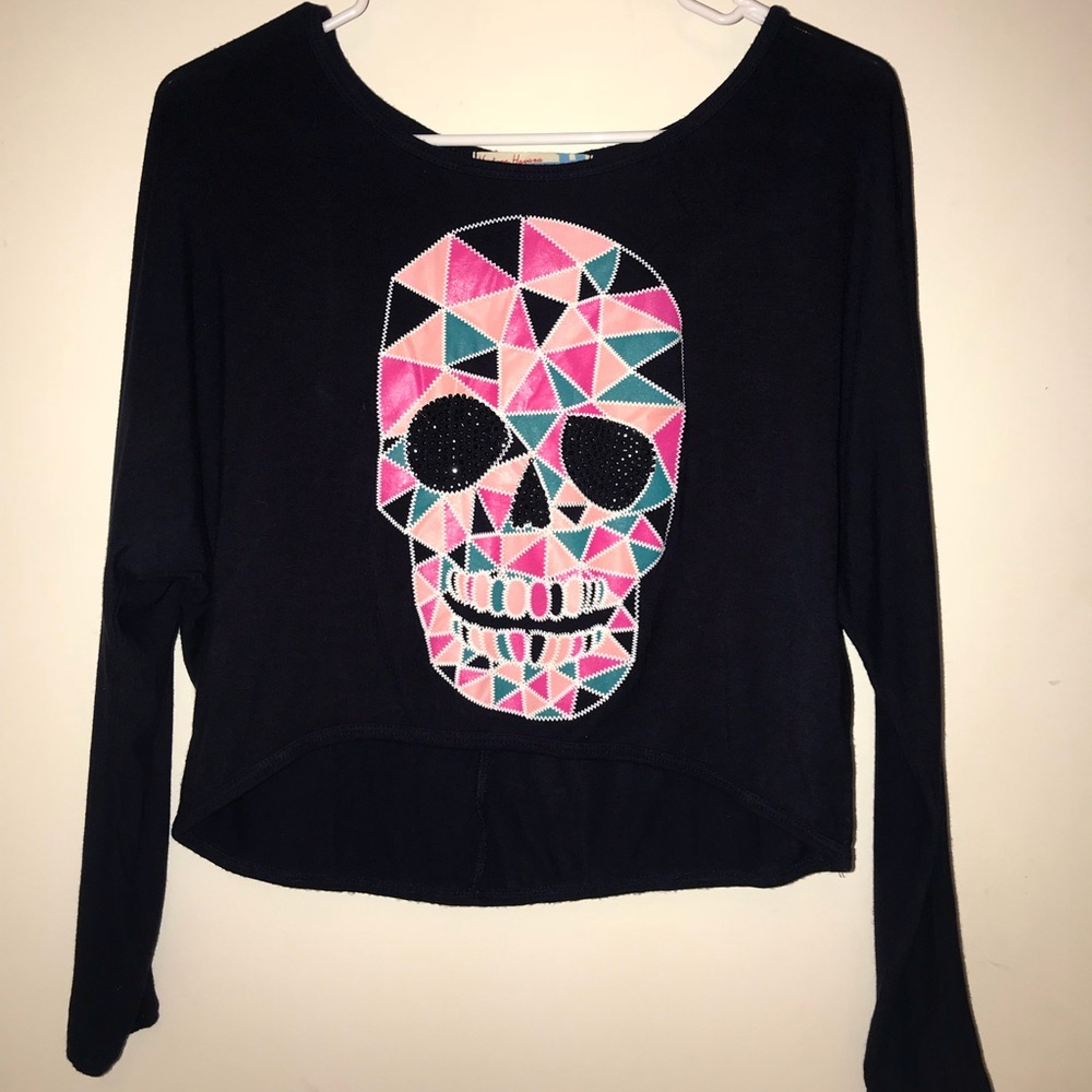 Skull Long sleeve cropped tee